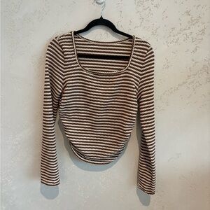 Striped Brown and White Women's Top